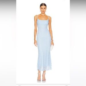Adoni Mesh Midi Dress in Cornflower